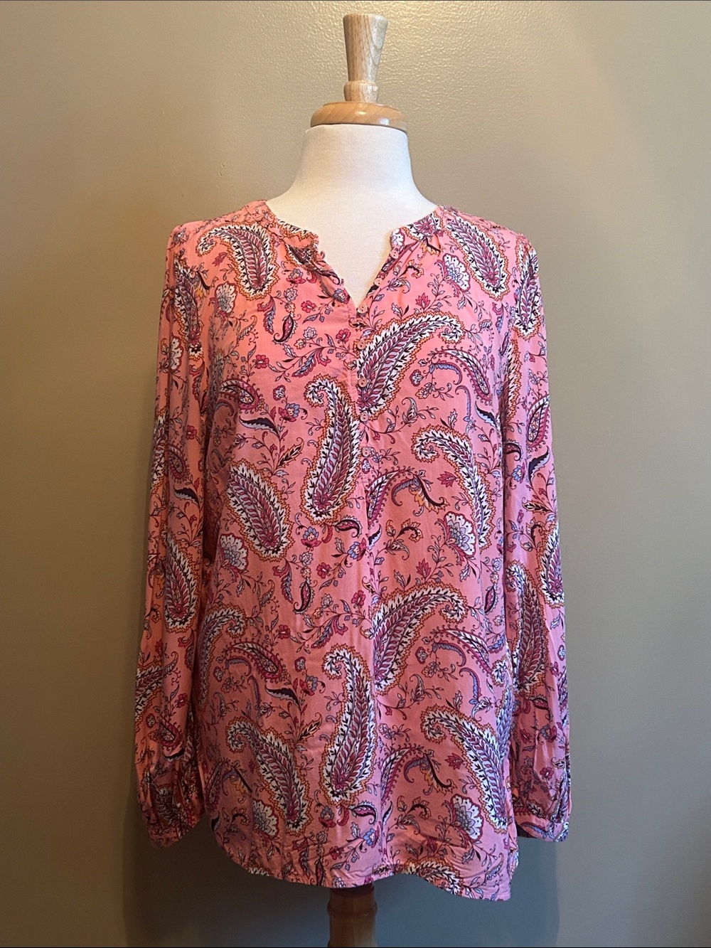 Talbots Pink Patterned Blouse - Size L